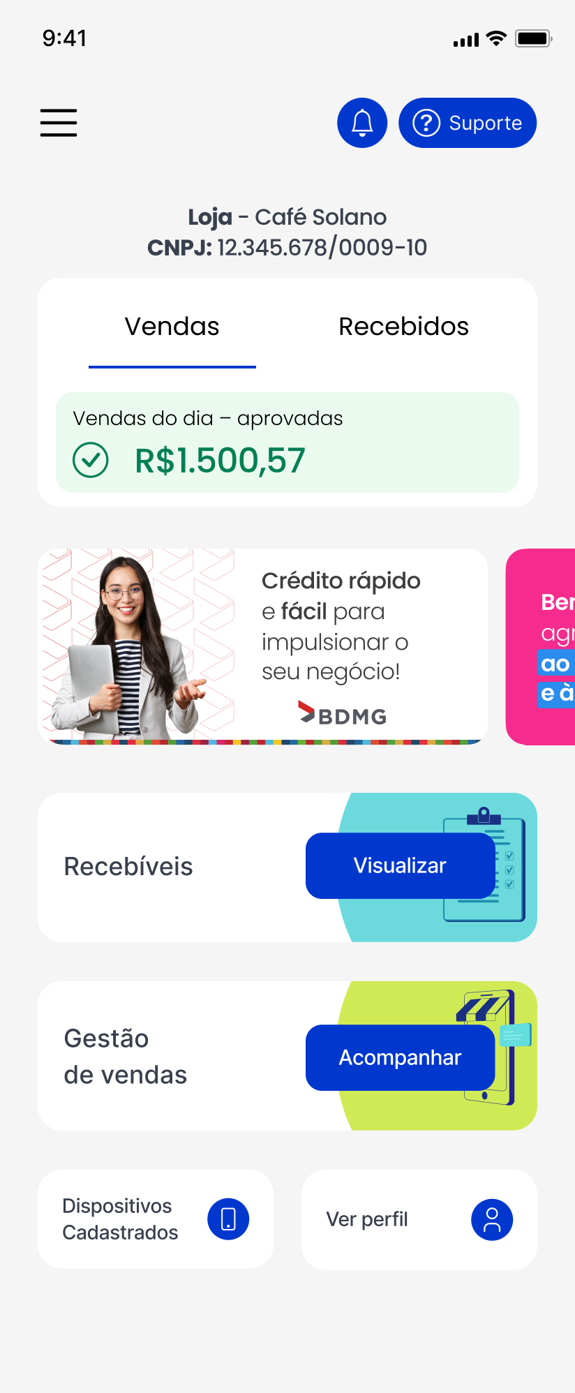 Tela inicial Venda+